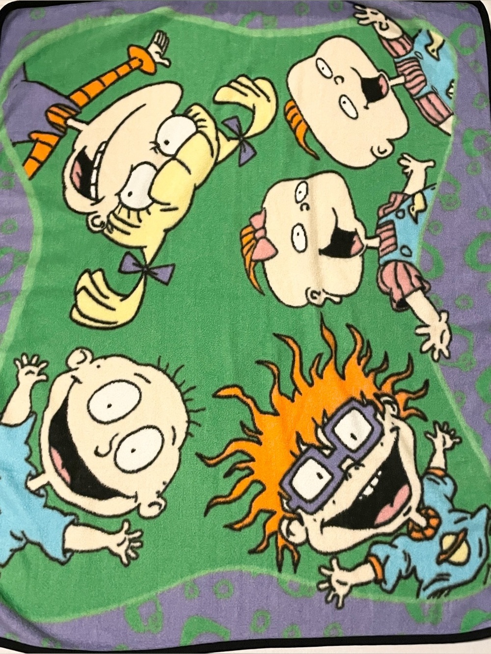 Vintage 1998 Nickelodeon Rugrats Fleece Throw Blanket Tommy Chuckie Angelica